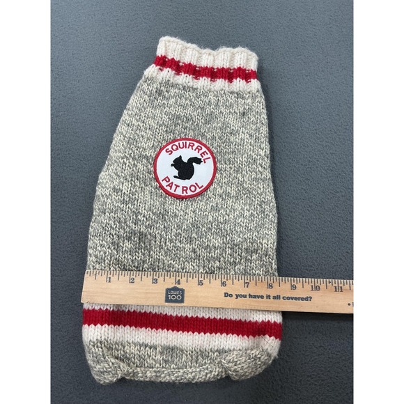 Chilly Dog Wool Dog Sweater Medium Gray Squirrel Patrol Warm Winter Knit Cozy - Picture 7 of 9